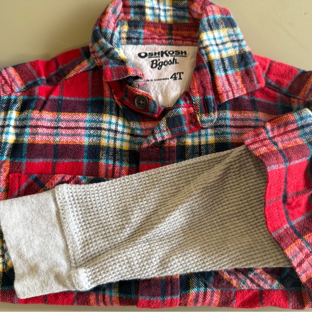 OshKosh B'gosh Red and Gray Plaid Shirt